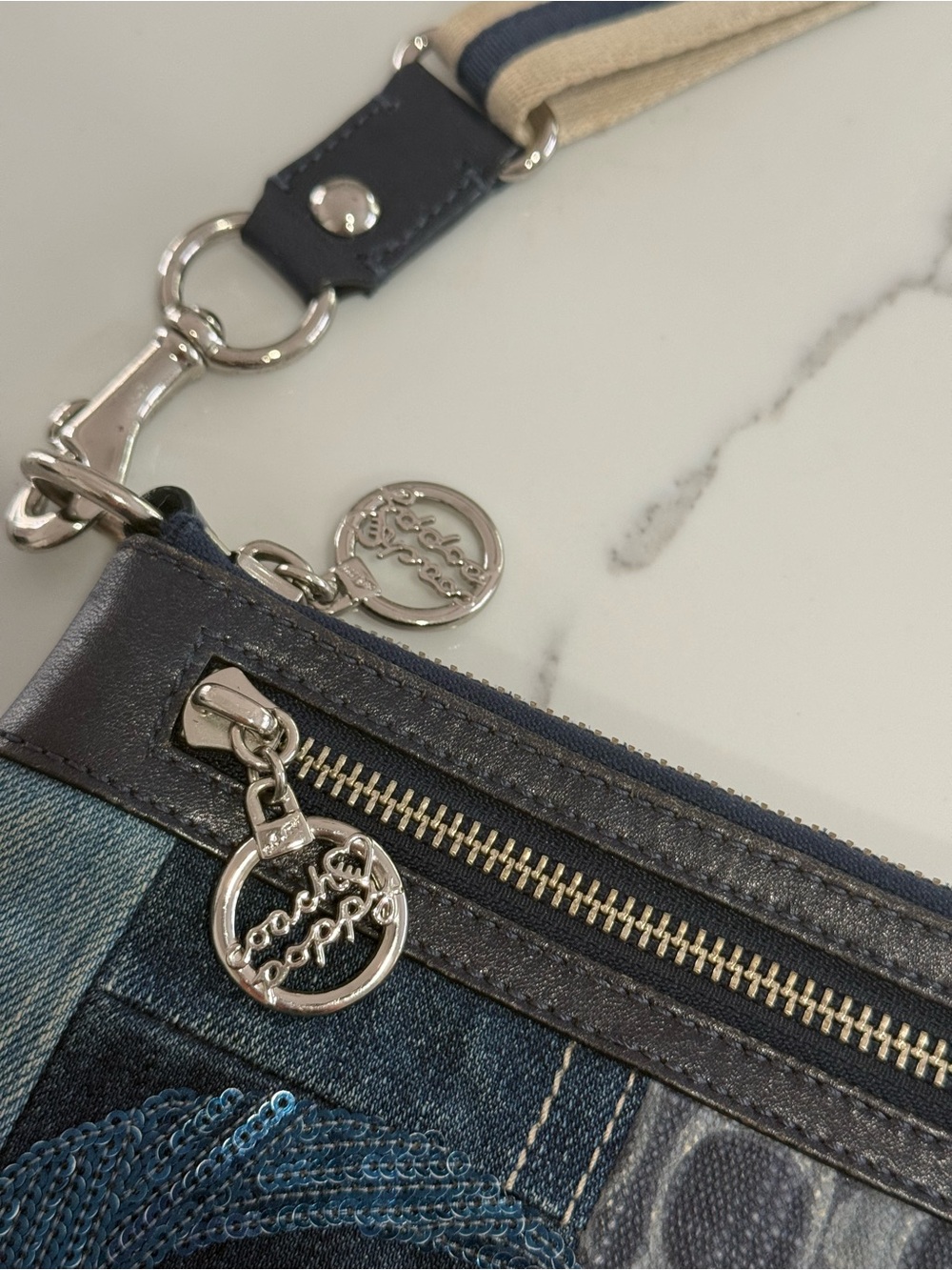 Coach Vintage Coach poppy Signature Denim Patchwork Crossbody Swingpack Bag - Picture 3 of 9